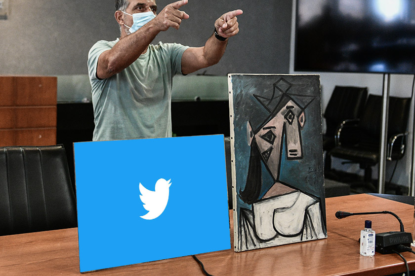 #Πικάσο: Χαμός στο Twitter για την πτώση του πίνακα στη συνέντευξη Τύπου Χρυσοχοΐδη - Μενδώνη