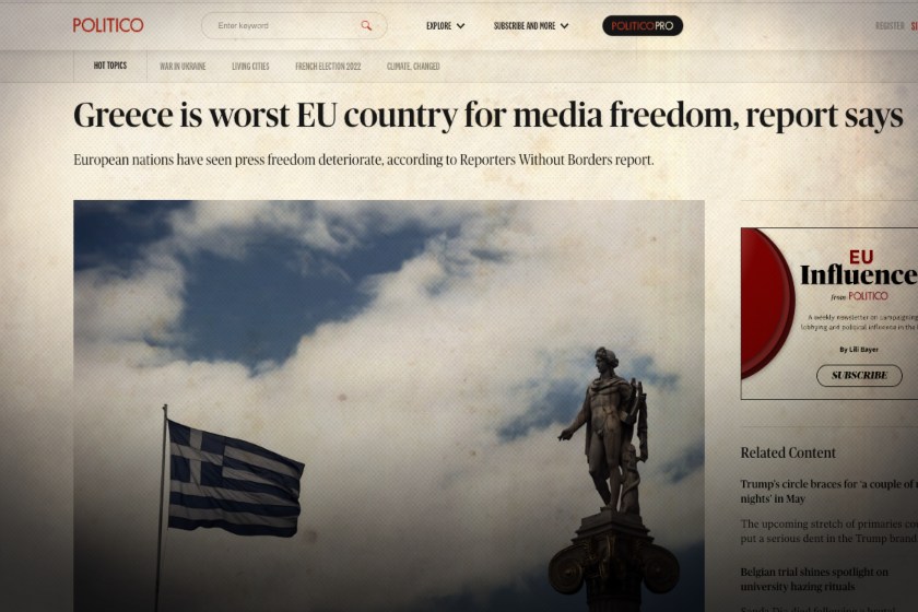 POLITICO: Η Ελλάδα είναι η χειρότερη χώρα της Ε.Ε. για την ελευθερία του Τύπου